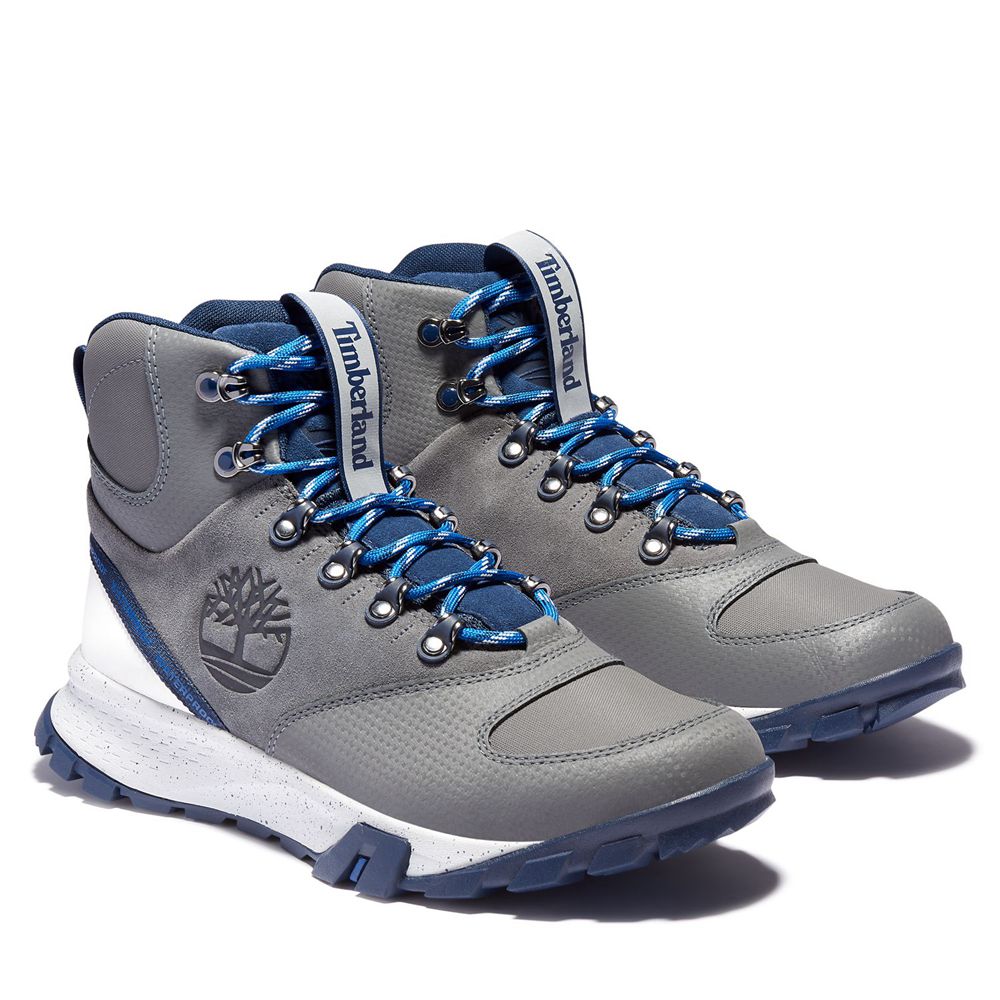 Timberland Mens Hiking Boots Garrison Trail Waterproof High - Grey/Blue - India IV1652807